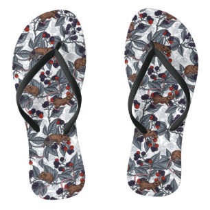 Tongs Souris et mûres sur blanc