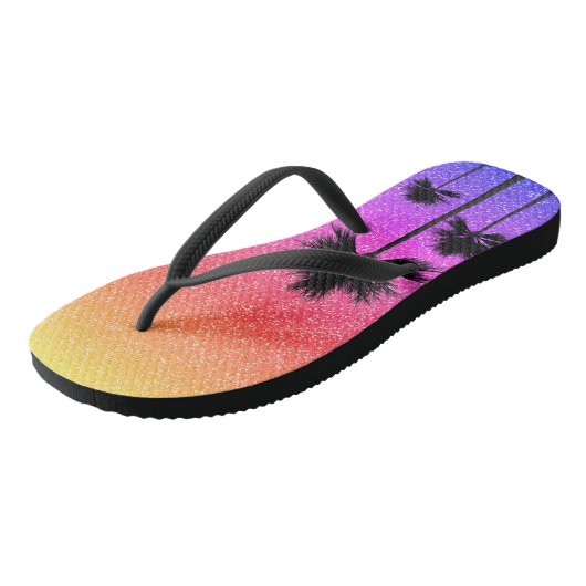 Tongs Sparkly Palm Trees Gradient Sunset (Incliné)