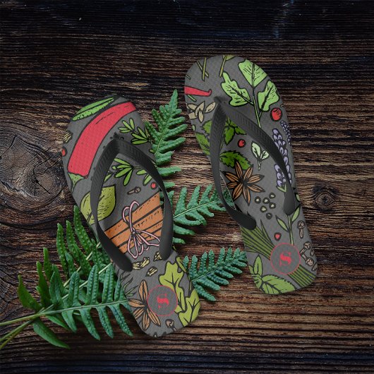 Tongs Spices motif nom personnalisé gris