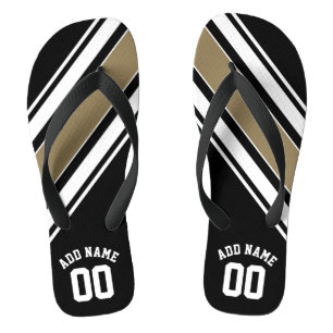 Tongs Sports Jersey Black and Gold Strips Nom Numéro