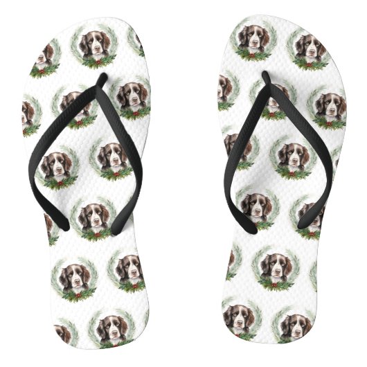 Tongs Springer spaniel Noël Wreath Festive Pup (Semelle)