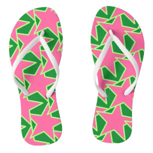 Tongs Star Géométrique moderne - pastèque rose et vert
