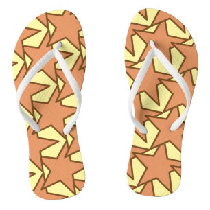 Tongs Star moderne géométrique - caramel et jaune