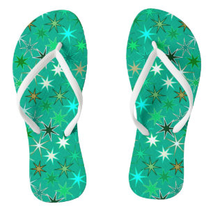 Tongs Starburst Print, Turquoise et Aqua