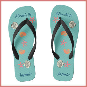 Tongs Starfish and Seashells Beach Life