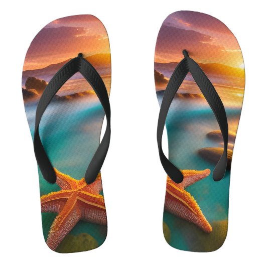 Tongs Starfish sur la plage à Dawn (Semelle)