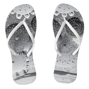 Tongs Steampunk blk&whit Mandalas Flip Flops