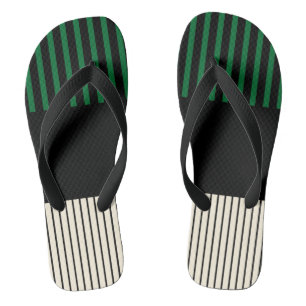 Tongs Stripes couleur - Vert, Crème et Noir