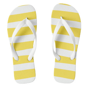 Tongs Stripes inégales - Citron jaune et blanc