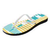 Tongs Stripes on Stripes - Turquoise et Jaune (Incliné)