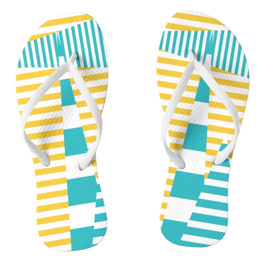 Tongs Stripes on Stripes - Turquoise et Jaune (Semelle)