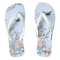 Style asiatique Pastel Pink Lys et Roses sur Blue