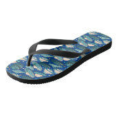 Tongs Style rétro Motif UFO. BG bleu (Incliné)
