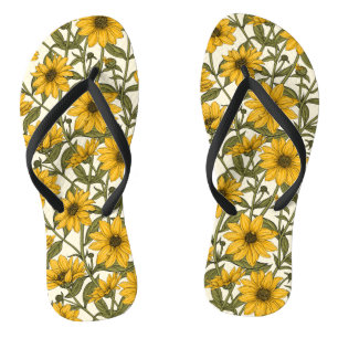 Tongs Sunroot, tournesol sauvage sur blanc