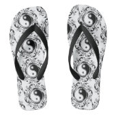 Tongs Symbole Yin et Yang Style tatouage noir et blanc (Semelle)