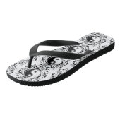 Tongs Symbole Yin et Yang Style tatouage noir et blanc (Incliné)