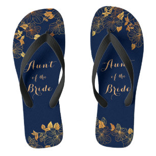 Tongs Tante de la mariée Gold Foliage Marine Bleu