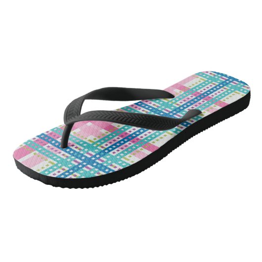 Tongs Tartan, motif de plaid (Incliné)