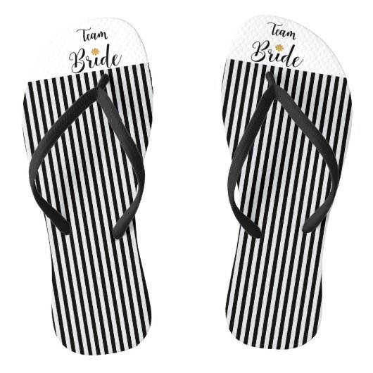 Tongs Team Bride Gold Flower Black White Stripes tendanc (Semelle)