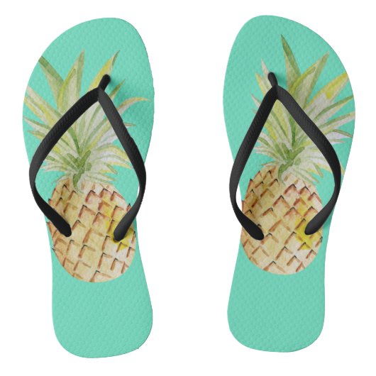 Tongs Tendance Aquarelle Été Ananas Flip Flops (Semelle)
