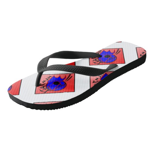 Tongs Texte Star-man avec image rouge, noir et bleu reto (Incliné)