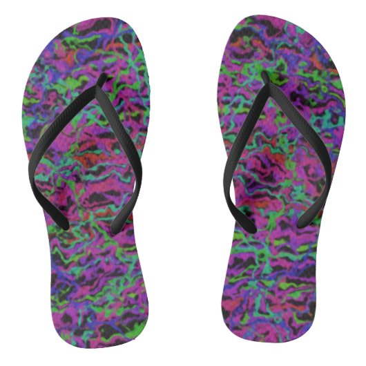 Tongs Texture Abstrait Multicolore Vibrant (Semelle)