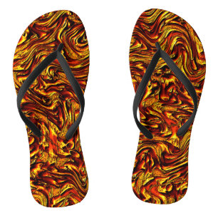 Tongs Texture rouge vif et dorée