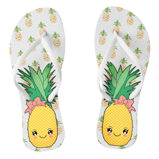 Tongs Thème Tropical Kawaii Pineappy Coastal Fruit Food (Semelle)