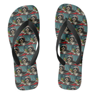 Tongs Tibetan Terrier Chien Noël Festif 