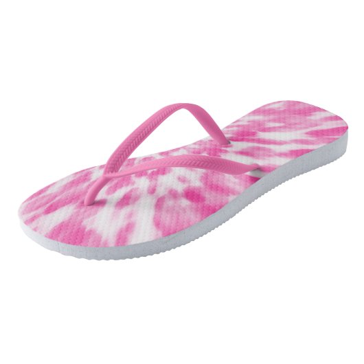 Tongs Tie-dye rose et blanc (Incliné)