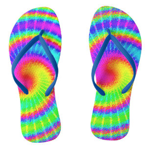 Tongs TieDye Hippie Psychedelic Super coloré les année