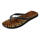 Tongs Tiger Stripes Poster de animal, Ambre, Noir et Tan (Incliné)