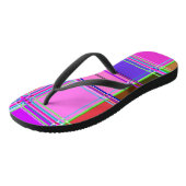 Tongs Tissu à carreaux rose motif Madras (Incliné)