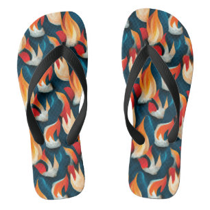 Tongs Tissu de flamme   Motif Répétant Rouge Et Bleu