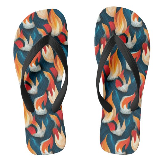 Tongs Tissu de flamme | Motif Répétant Rouge Et Bleu (Semelle)