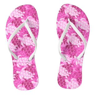 Tongs Tortue de mer de Honu Tapa rose hawaïen