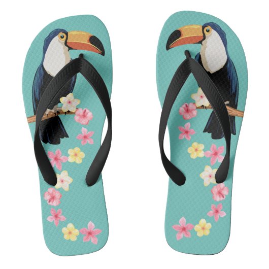 Tongs Toucan Avec Fleurs Tropicales (Semelle)