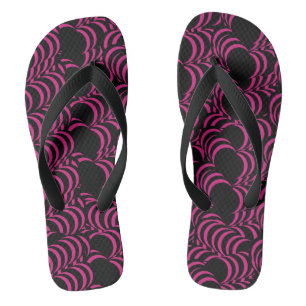 Tongs Tourbillons de tunnel abstrait rose noir
