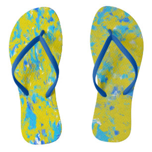 Tongs Tourbillons jaunes, bleus et blancs