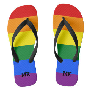 Tongs Tournes arc-en-ciel avec monogramme personnalisé
