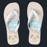 Tongs Tournes de mariée mariage | Plage moderne de Monog<br><div class="desc">RetournerFLops de la mariée mariage | Monogramme moderne Mariage géométrique de plage | Une touche moderne sur les invitations de mariage de plage - Mariage unique conçu pour le BarefootBride™ par ©WhimsicalArtwork™ dispose d'une forme géométrique de type terrarium décalé avec des transparences variables dans les facettes pour permettre à l'arrière...</div>