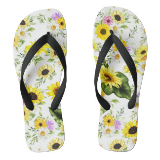 Tongs Tournesol d'aquarelle 7