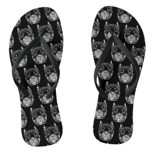 Tongs Tournesol de chien de taureau noir