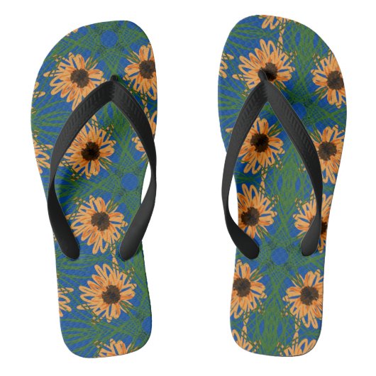Tongs Tournesols d'été Dessin Motif Flèches bleues (Semelle)