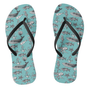 Tongs Tout Le Motif De Mer