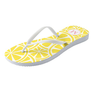 Tongs Tranches de citron Monogramme Tournes jaunes et ro