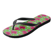 Tongs Tranches de pastèque sur le vert avec les points (Incliné)