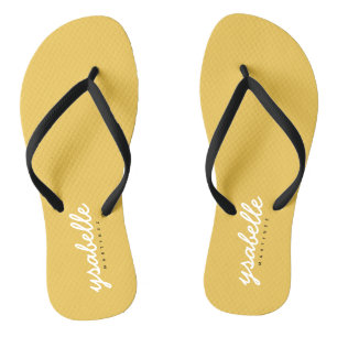 Tongs Trendy Chic Mustard Jaune Simple Bold Nom du scrip