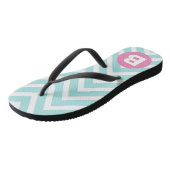 Tongs Trendy Light Blue Chevron Pink Monogram (Incliné)