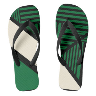 Tongs Triangle - Vert, Crème et Noir